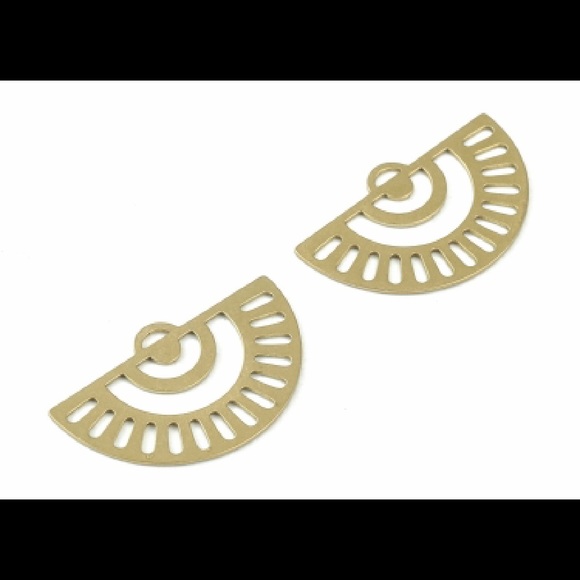 2 (1 Pair) Raw Brass Earring/Pendant Charms for Jewelry Making NIP - Picture 2 of 3